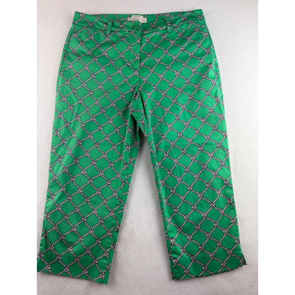 Talbots Petites Green Rope Print Cropped Pants Size 8P